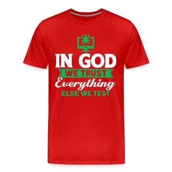 Qa Engineer QA Tester Testeur de logiciels - T-shirt bio Premium Homme - rouge - Devant - Damien (186cm)