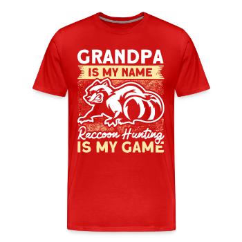 Grandpa Raccoon Hunting Raccoon Hunter Hunting Vacation - Men's Premium Organic T-Shirt - red - Front - Damien (186cm)