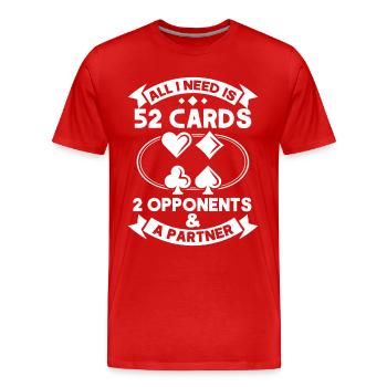 J’ai besoin de 52 cartes 2 partenaires adverses - T-shirt bio Premium Homme - rouge - Devant - Damien (186cm)
