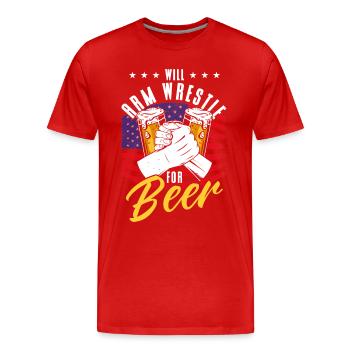 Will Arm Wrestle pour Beer Arm Press - T-shirt bio Premium Homme - rouge - Devant - Damien (186cm)