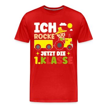 Ich Rocke Jetzt Die 1.Klasse Schulbeginn - Männer Premium Bio T-Shirt - Rot - Vorne - Damien (186cm)
