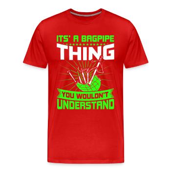 C’est un truc de cornemuse - T-shirt bio Premium Homme - rouge - Devant - Damien (186cm)