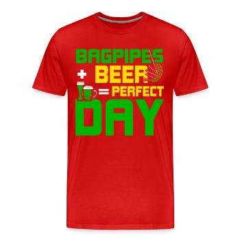 Cornemuse et bière Journée parfaite - T-shirt bio Premium Homme - rouge - Devant - Damien (186cm)