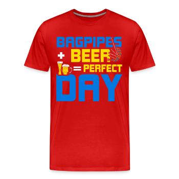 Cornemuse et bière Journée parfaite - T-shirt bio Premium Homme - rouge - Devant - Damien (186cm)