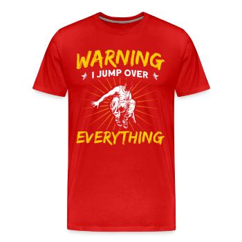 Sports extrêmes Parkour Attention je saute par-dessus tout - T-shirt bio Premium Homme - rouge - Devant - Damien (186cm)