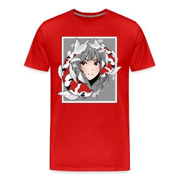 Manga Anime Otaku Koi - T-shirt bio Premium Homme - rouge - Devant - Damien (186cm)