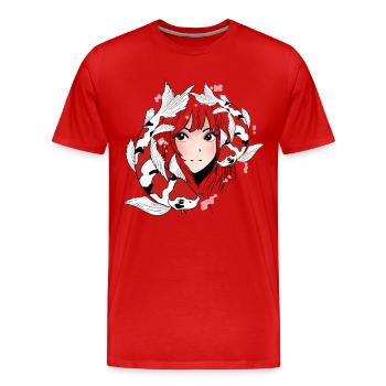 Anime Otaku Koi - T-shirt bio Premium Homme - rouge - Devant - Damien (186cm)