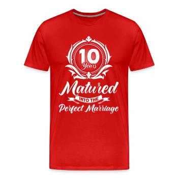 10th Wedding Anniversary Couple Design 10 Years of Marriage - Men's Premium Organic T-Shirt - red - Front - Damien (186cm)