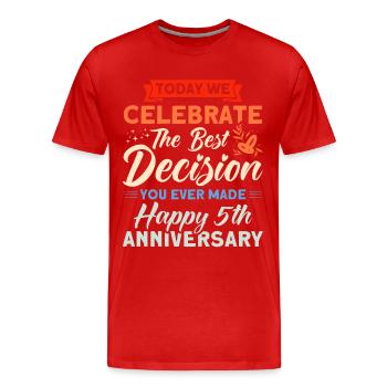 5. Wedding Anniversary Couple Design 5 Years Marriage - Men's Premium Organic T-Shirt - red - Front - Damien (186cm)