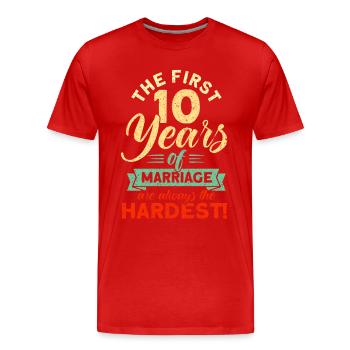 10th Wedding Anniversary Couple Design 10 Years of Marriage - Men's Premium Organic T-Shirt - red - Front - Damien (186cm)