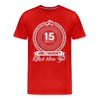 15. Hochzeitstag Paardesign 15 Jahre Ehe - Männer Premium Bio T-Shirt - Rot - Vorne - Damien (186cm)