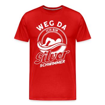 Silber Schwimmer Prüfung Silber Schwimmabzeichen - Männer Premium Bio T-Shirt - Rot - Vorne - Damien (186cm)