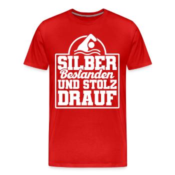 Silber Schwimmer Prüfung Silber Schwimmabzeichen - Männer Premium Bio T-Shirt - Rot - Vorne - Damien (186cm)