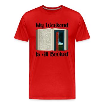Book Reader Reading Literature Bookworm Gift Idea - Men's Premium Organic T-Shirt - red - Front - Damien (186cm)