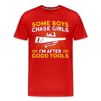 I'm looking for good tools carpenters - Men's Premium Organic T-Shirt - red - Front - Damien (186cm)