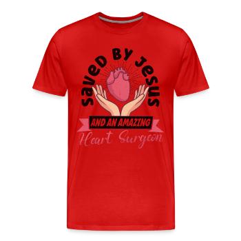 Open Heart Surgery Heart Surgery Survivor - Men's Premium Organic T-Shirt - red - Front - Damien (186cm)