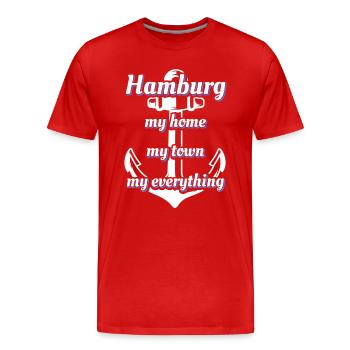 Hambourg dit ville hanséatique de Hambourg - T-shirt bio Premium Homme - rouge - Devant - Damien (186cm)
