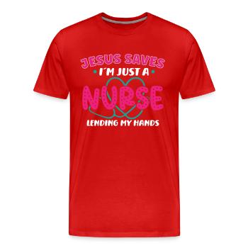 Infirmière Infirmière Clinique Paramédicale - T-shirt bio Premium Homme - rouge - Devant - Damien (186cm)