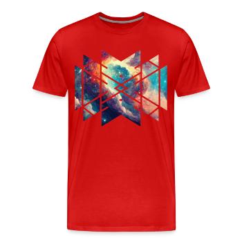 Géométrie Sacrée Nébuleuse Univers coloré Extérieur - T-shirt bio Premium Homme - rouge - Devant - Damien (186cm)