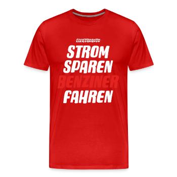 Strom sparen Verbrenner Benziner fahren Tuning Fun - Männer Premium Bio T-Shirt - Rot - Vorne - Damien (186cm)