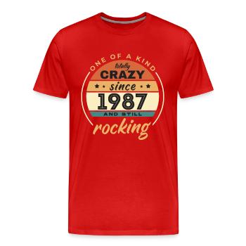 Unique en son genre totalement fou depuis 1987 Rocking - T-shirt bio Premium Homme - rouge - Devant - Damien (186cm)