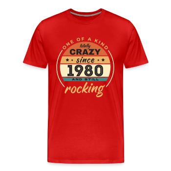 Unique en son genre totalement fou depuis 1980 Rocking - T-shirt bio Premium Homme - rouge - Devant - Damien (186cm)