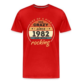 Unique en son genre totalement fou depuis 1982 Rocking - T-shirt bio Premium Homme - rouge - Devant - Damien (186cm)