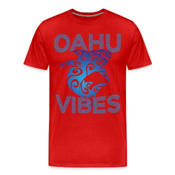 Requin tribal polynésien Oahu Hawaii Vibes - T-shirt bio Premium Homme - rouge - Devant - Damien (186cm)