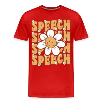Groovy Retro Orthophoniste Discours - T-shirt bio Premium Homme - rouge - Devant - Damien (186cm)
