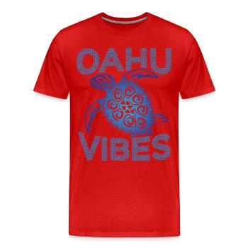 Polynesische Blaue Stammesschildkröte Oahu Vibes - Männer Premium Bio T-Shirt - Rot - Vorne - Damien (186cm)