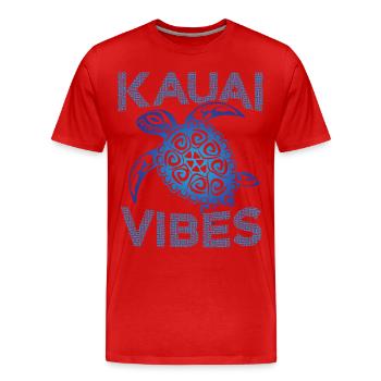 Tortue de mer tribale bleue polynésienne Kauai Vibes - T-shirt bio Premium Homme - rouge - Devant - Damien (186cm)