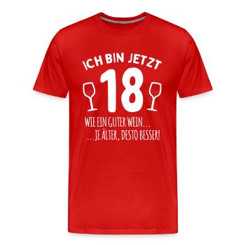 18 na endlich 18. Geburtstag | 18 Jahre volljährig - Männer Premium Bio T-Shirt - Rot - Vorne - Damien (186cm)