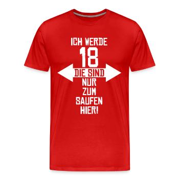 18 na endlich 18. Geburtstag | 18 Jahre volljährig - Männer Premium Bio T-Shirt - Rot - Vorne - Damien (186cm)