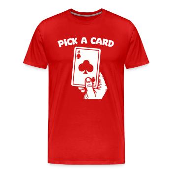 Pick a Card - Magical Gift for Magicians - Men's Premium Organic T-Shirt - red - Front - Damien (186cm)