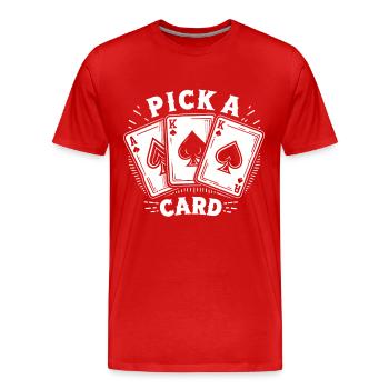 Pick a Card - Magical Gift for Magicians - Men's Premium Organic T-Shirt - red - Front - Damien (186cm)