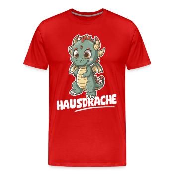 Hausdrache. Stark, Mutig und Unbesiegbar. Drache - Männer Premium Bio T-Shirt - Rot - Vorne - Damien (186cm)