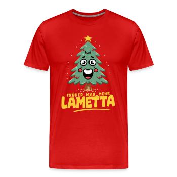 Früher war mehr Lametta - Männer Premium Bio T-Shirt - Rot - Vorne - Damien (186cm)