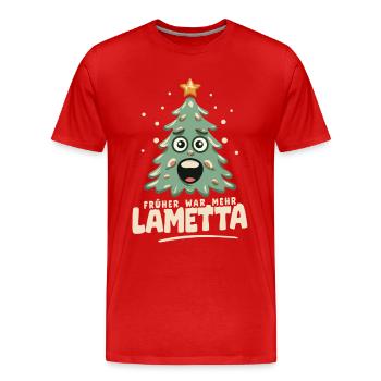 Früher war mehr Lametta - Männer Premium Bio T-Shirt - Rot - Vorne - Damien (186cm)
