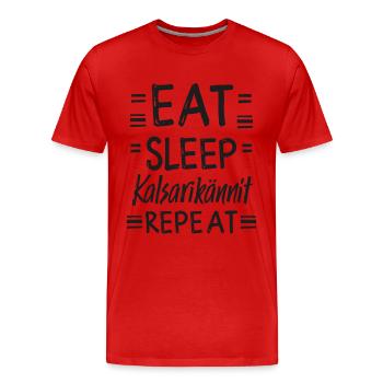 Eat Sleep Kalsarikännit Repeat Finnland Unterhose - Männer Premium Bio T-Shirt - Rot - Vorne - Damien (186cm)