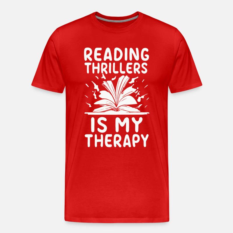 Reading Thrillers Is My Therapy - Männer Premium Bio T-Shirt - Rot