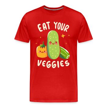 Eat Your Veggies Gemüseliebhaber Veganer Veganerin - Männer Premium Bio T-Shirt - Rot - Vorne - Damien (186cm)