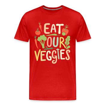Eat Your Veggies Gemüseliebhaber Veganer Veganerin - Männer Premium Bio T-Shirt - Rot - Vorne - Damien (186cm)