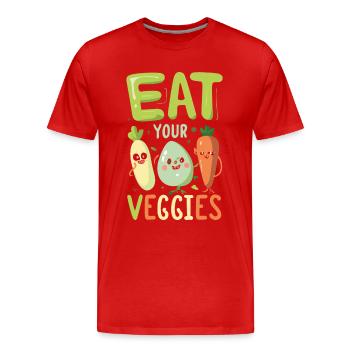 Eat Your Veggies Vegetable Lover Vegan Vegan - Men's Premium Organic T-Shirt - red - Front - Damien (186cm)
