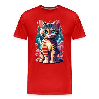 cute kawaii kitten japan - Men's Premium Organic T-Shirt - red - Front - Damien (186cm)