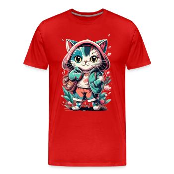cute kawaii kitten japan - Men's Premium Organic T-Shirt - red - Front - Damien (186cm)