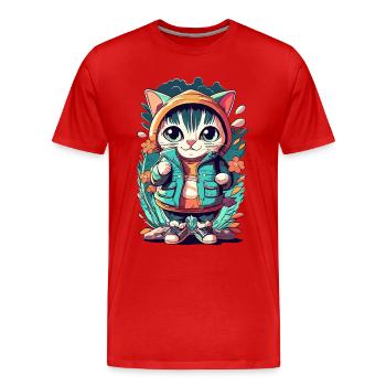 cute kawaii kitten japan - Men's Premium Organic T-Shirt - red - Front - Damien (186cm)