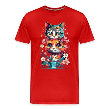 cute kawaii kitten japan - Men's Premium Organic T-Shirt - red - Front - Damien (186cm)