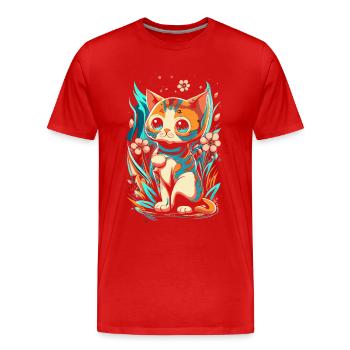 cute kawaii kitten japan - Men's Premium Organic T-Shirt - red - Front - Damien (186cm)