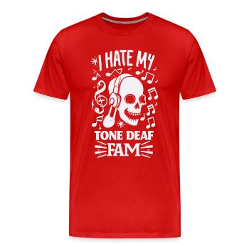 JE DÉTESTE MA FAMILLE SOURDE - T-shirt bio Premium Homme - rouge - Devant - Damien (186cm)