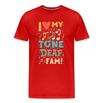 JE DÉTESTE MA FAMILLE SOURDE - T-shirt bio Premium Homme - rouge - Devant - Damien (186cm)